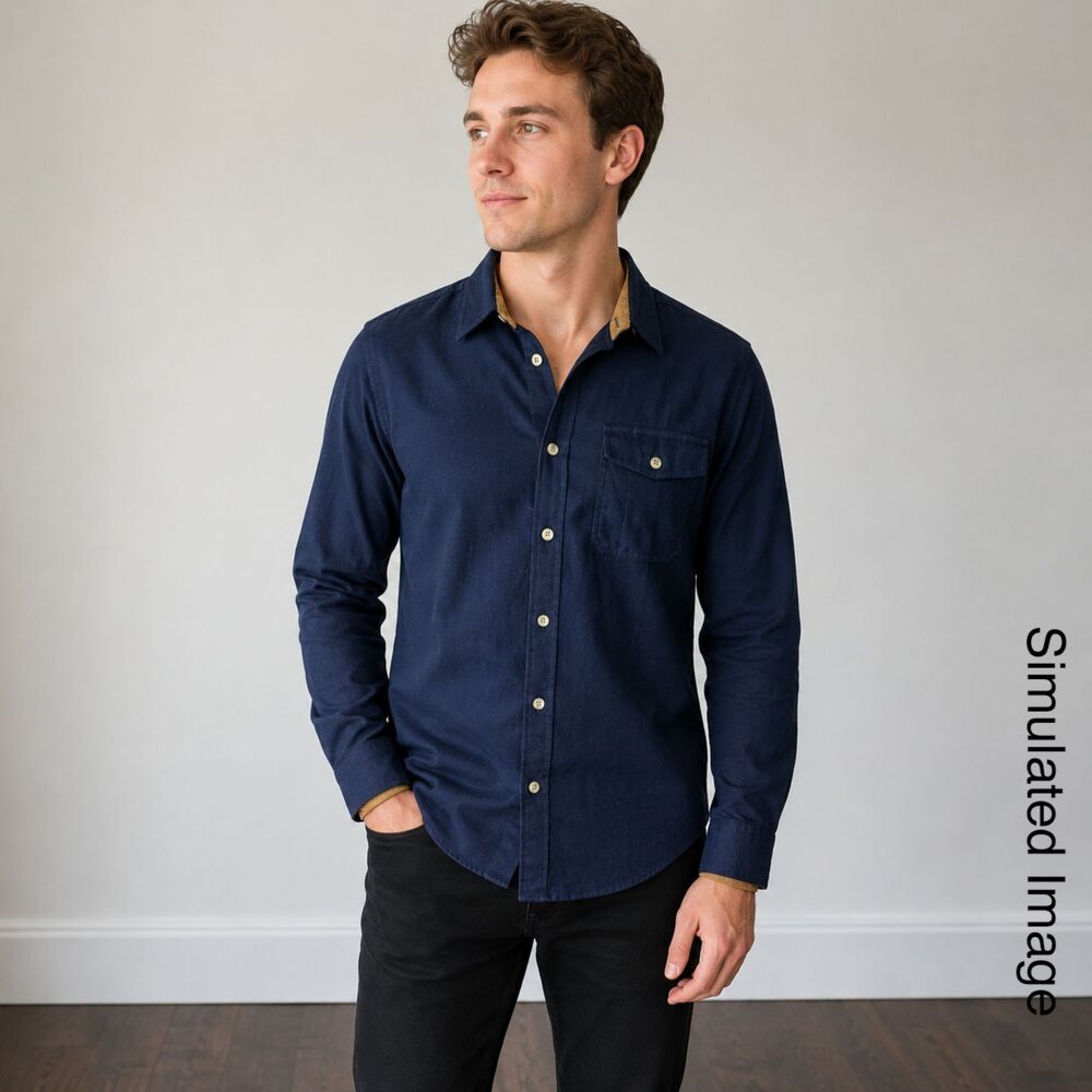 CQR Gear Tactical Series Mens XS Navy Cotton Flannel Button Up Shirt NWT